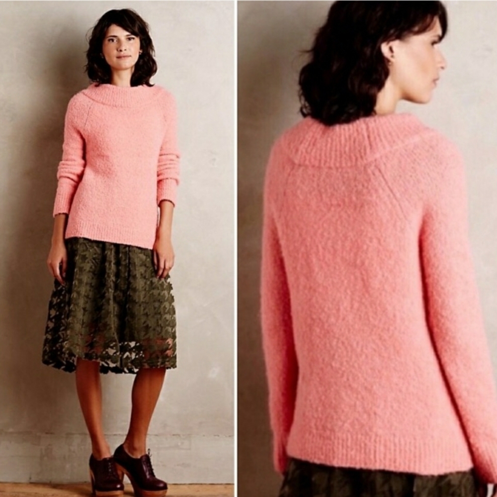 Anthropologie Moth Ladies Coral Sweater M P / Medium Petite